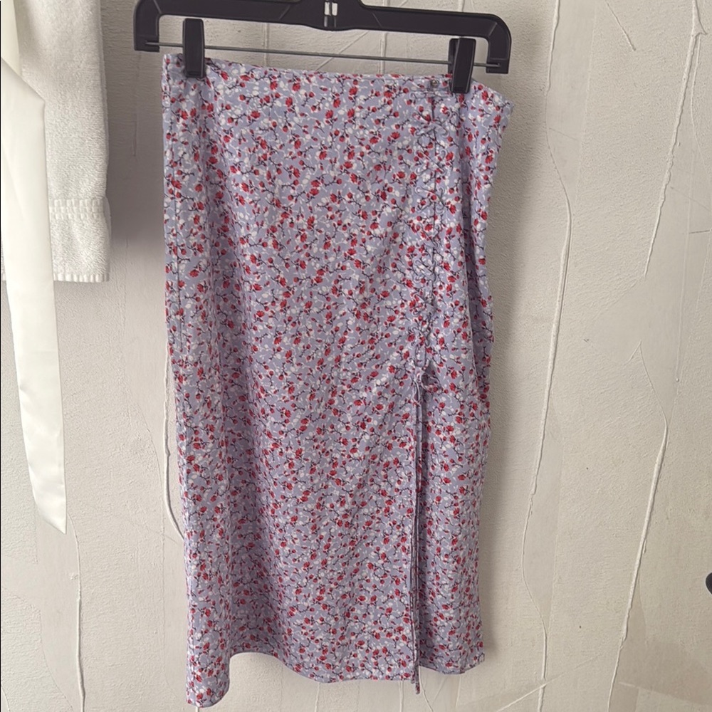 INTERMIX Purple Wrap Midi Skirt with Slit